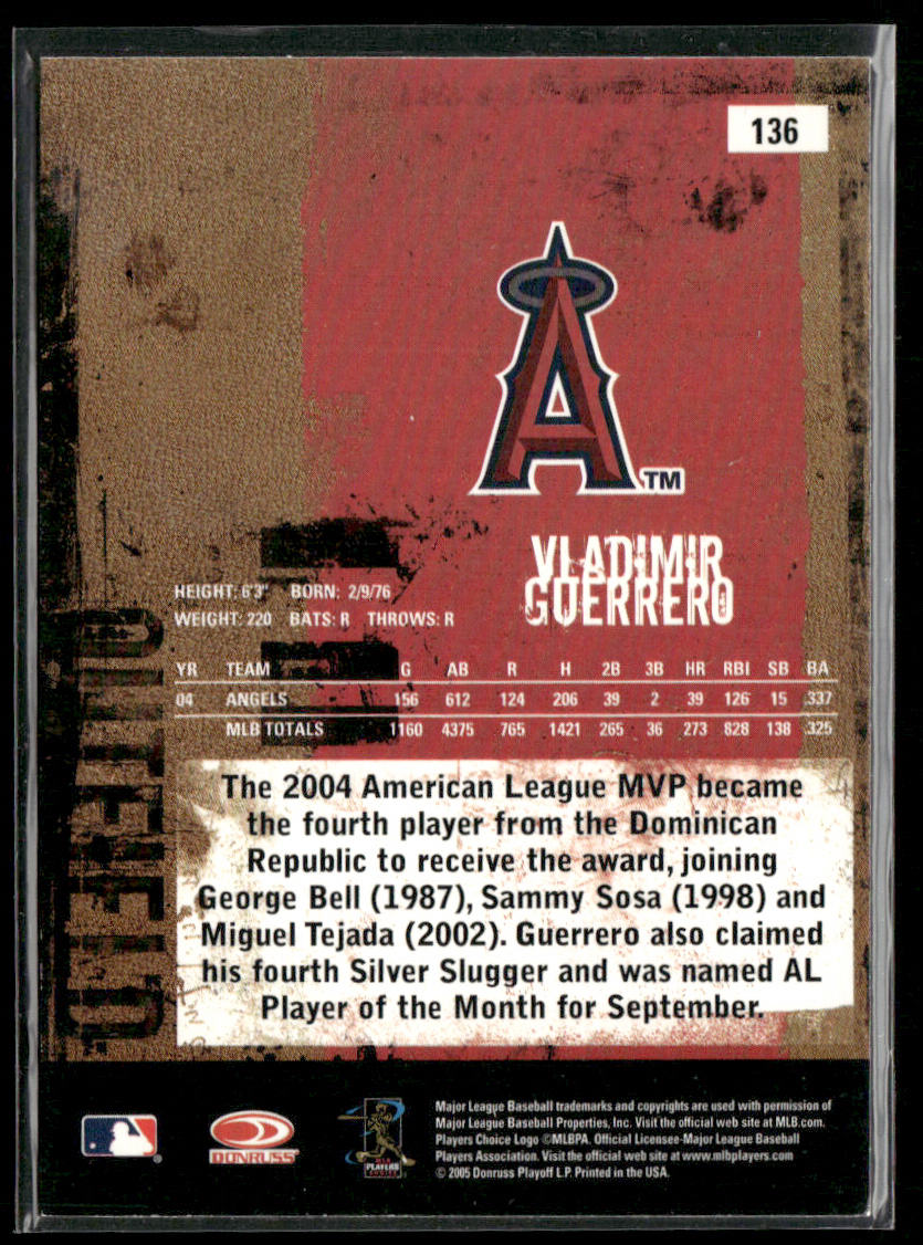 Vladimir Guerrero 2005 Donruss Leather & Lumber #136 Los Angeles Angels