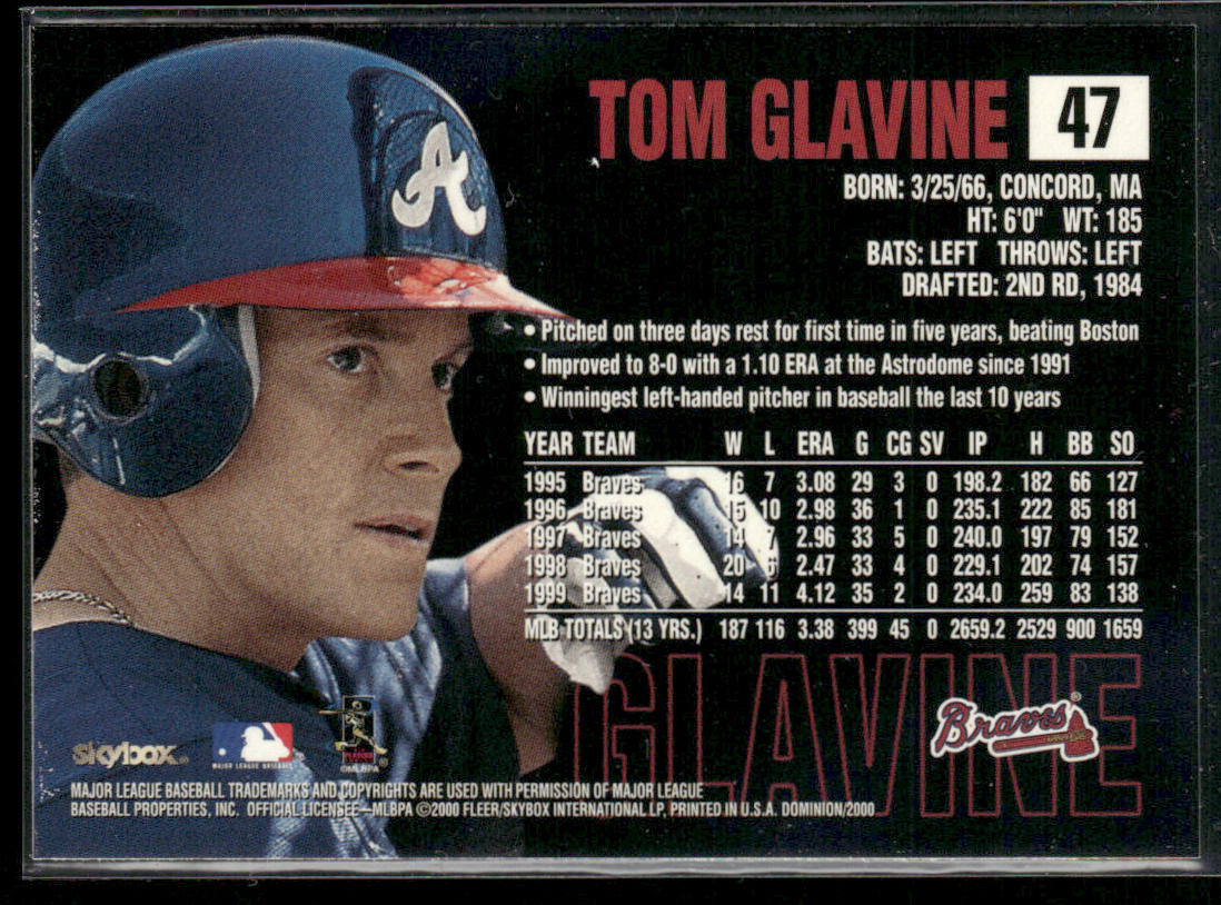 Tom Glavine 2000 SkyBox Dominion #47 Atlanta Braves