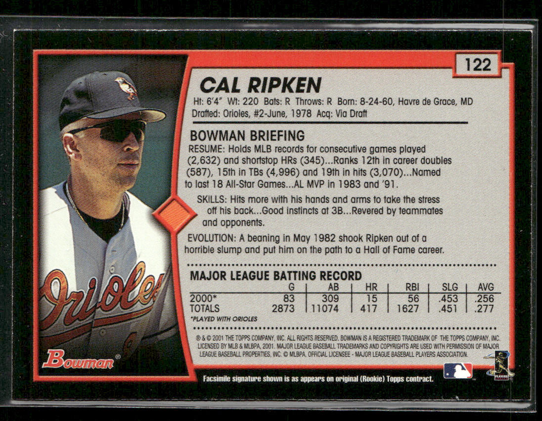 Cal Ripken 2001 Bowman #122 Baltimore Orioles