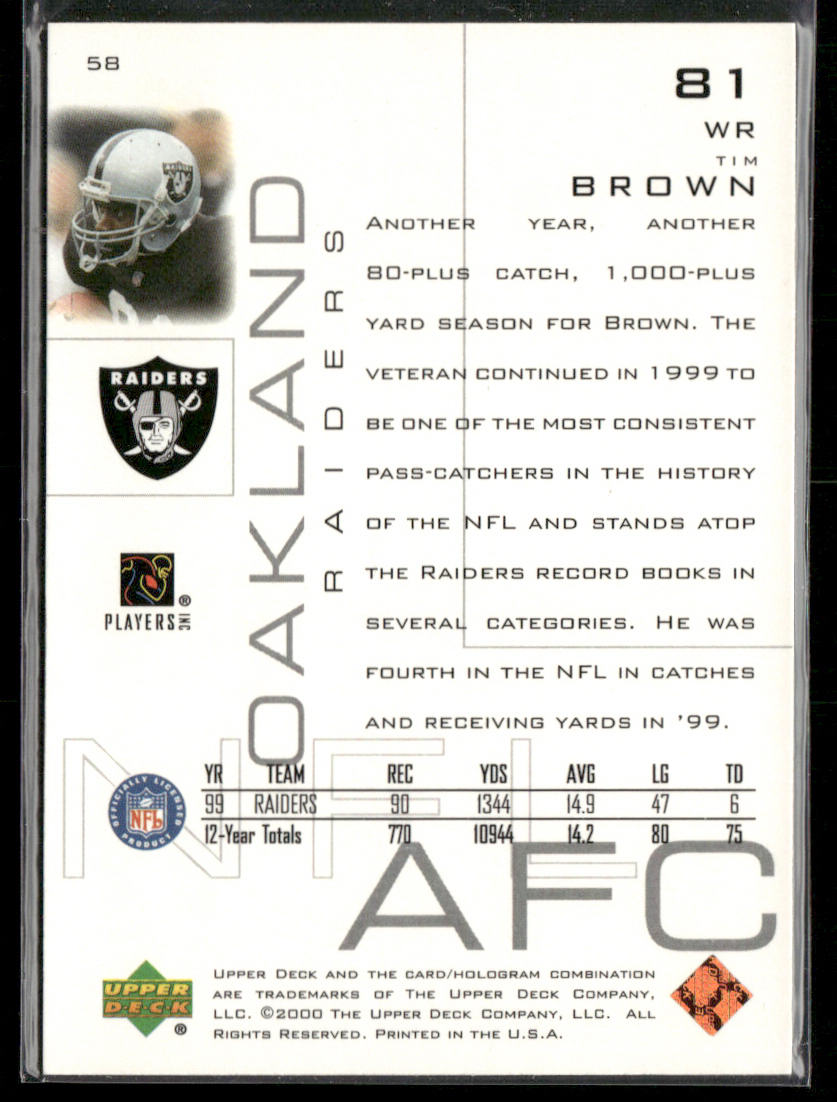 Tim Brown 2000 Upper Deck Pros & Prospects #58 Oakland Raiders