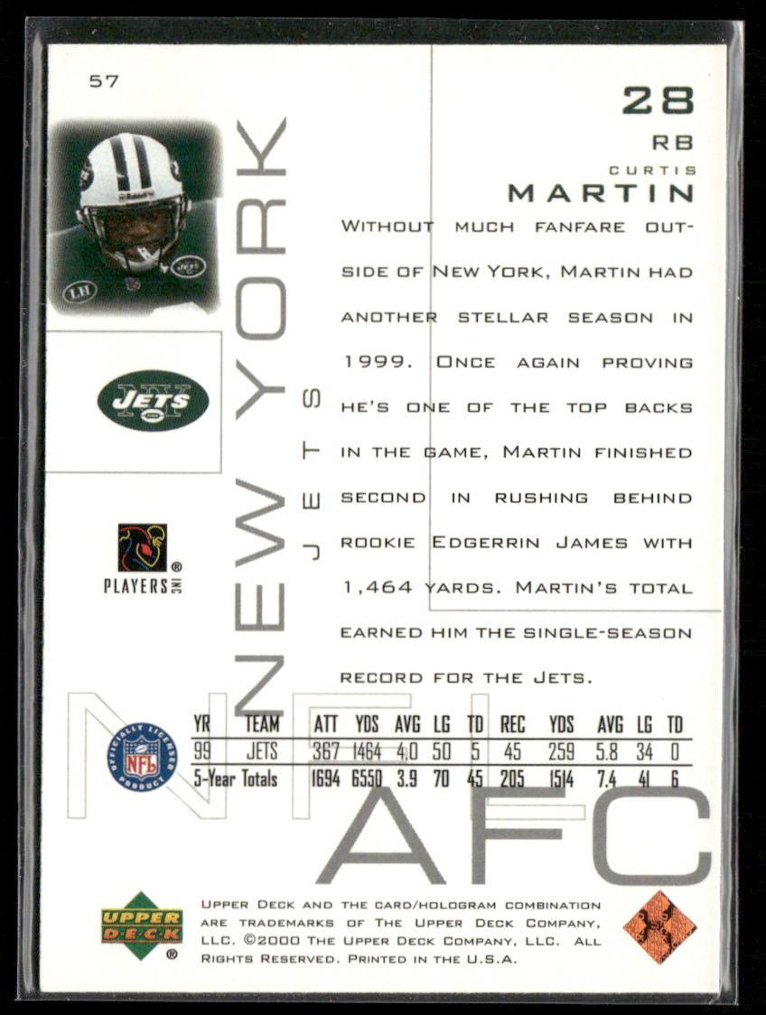 Curtis Martin 2000 Upper Deck Pros & Prospects #57 New York Jets back