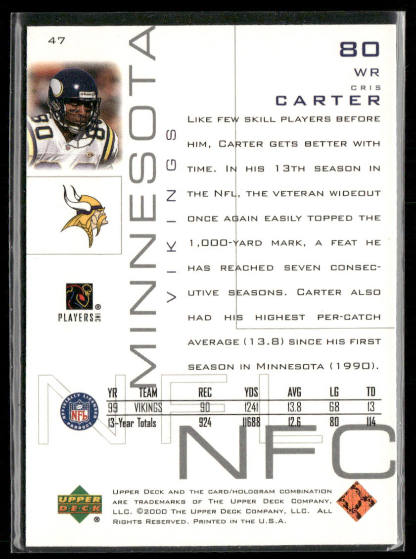 Cris Carter 2000 Upper Deck Pros & Prospects #47 Minnesota Vikings back