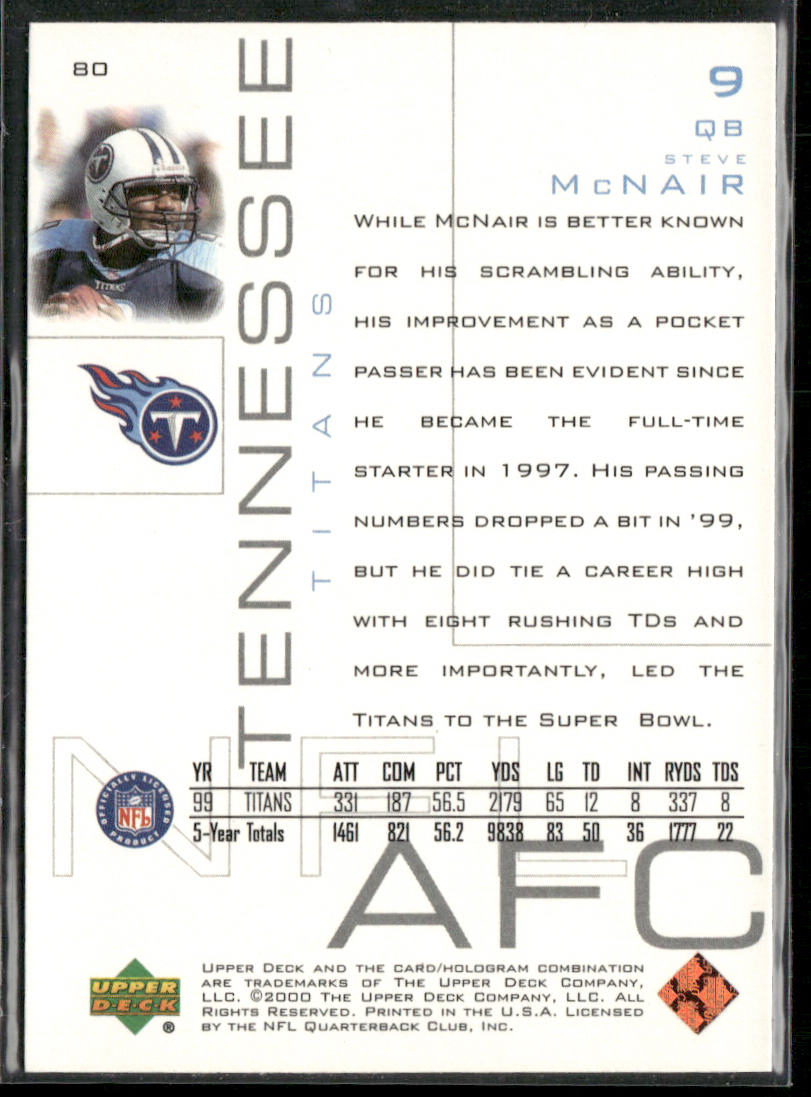 Steve McNair 2000 Upper Deck Pros & Prospects #80 Tennessee Titans back