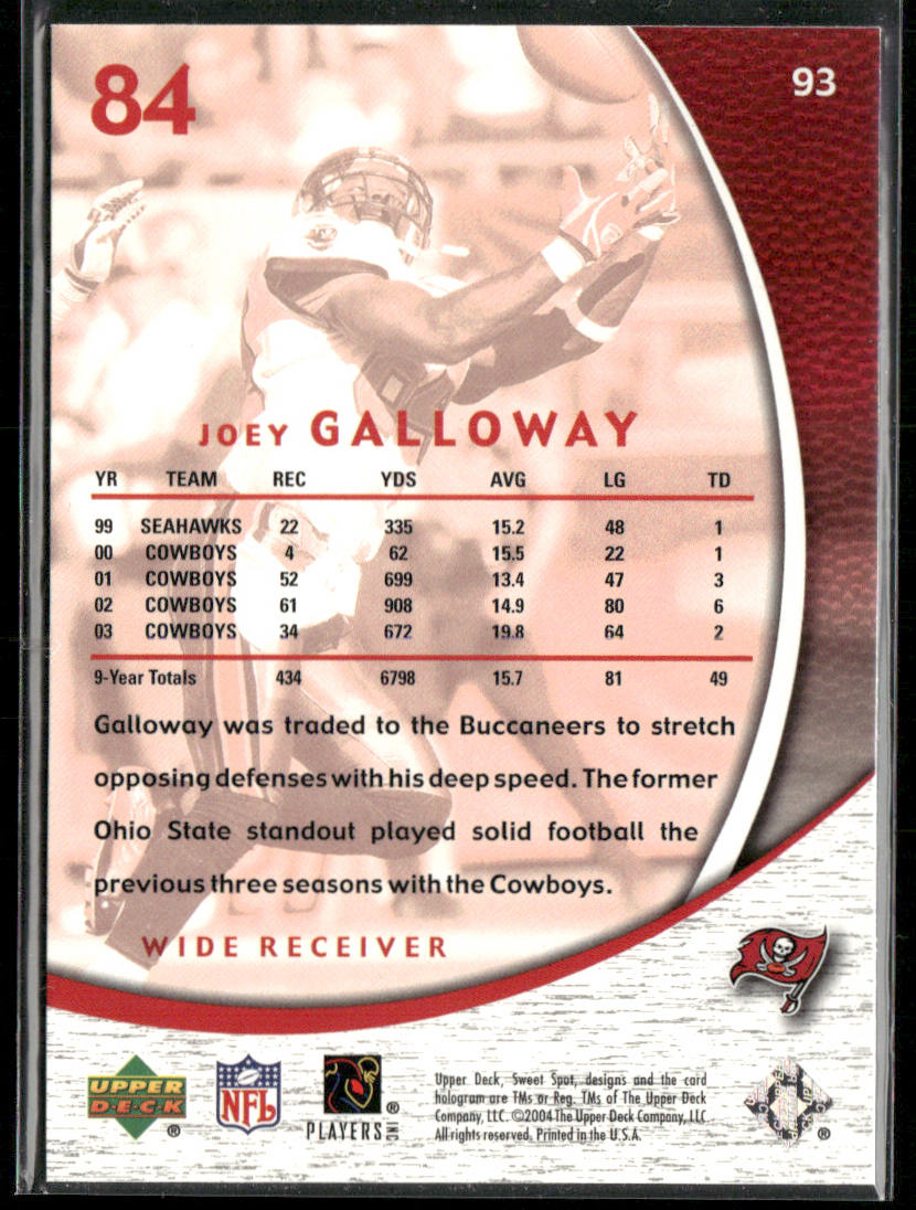 Joey Galloway 2004 Upper Deck Sweet Spot #93 Tampa Bay Buccaneers
