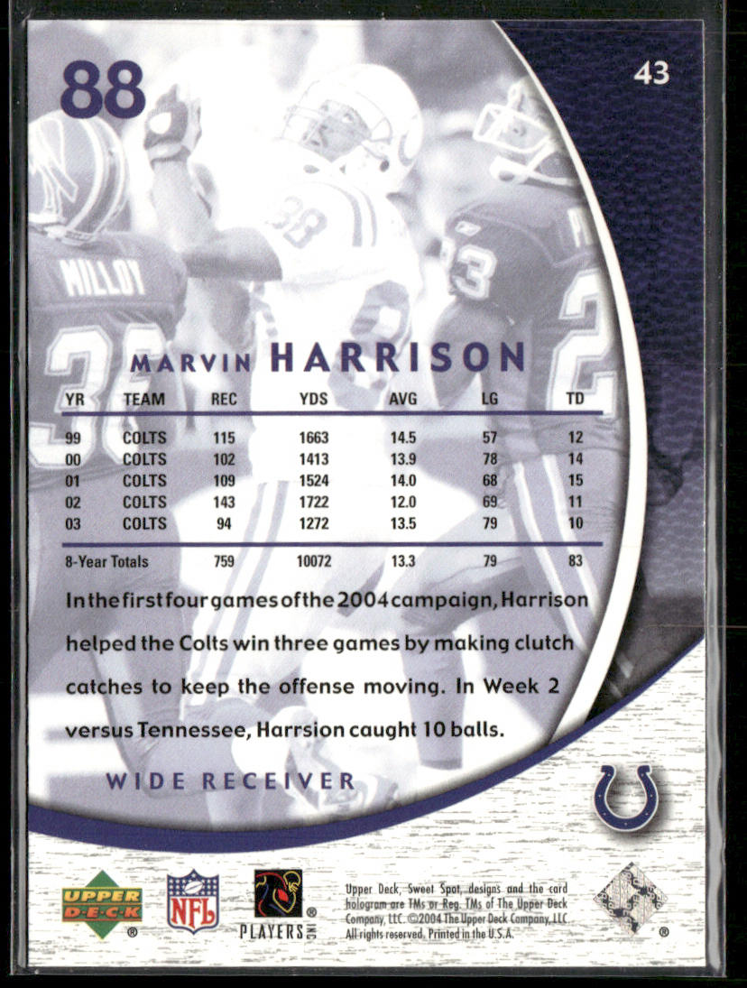 Marvin Harrison 2004 Upper Deck Sweet Spot #43 Indianapolis Colts