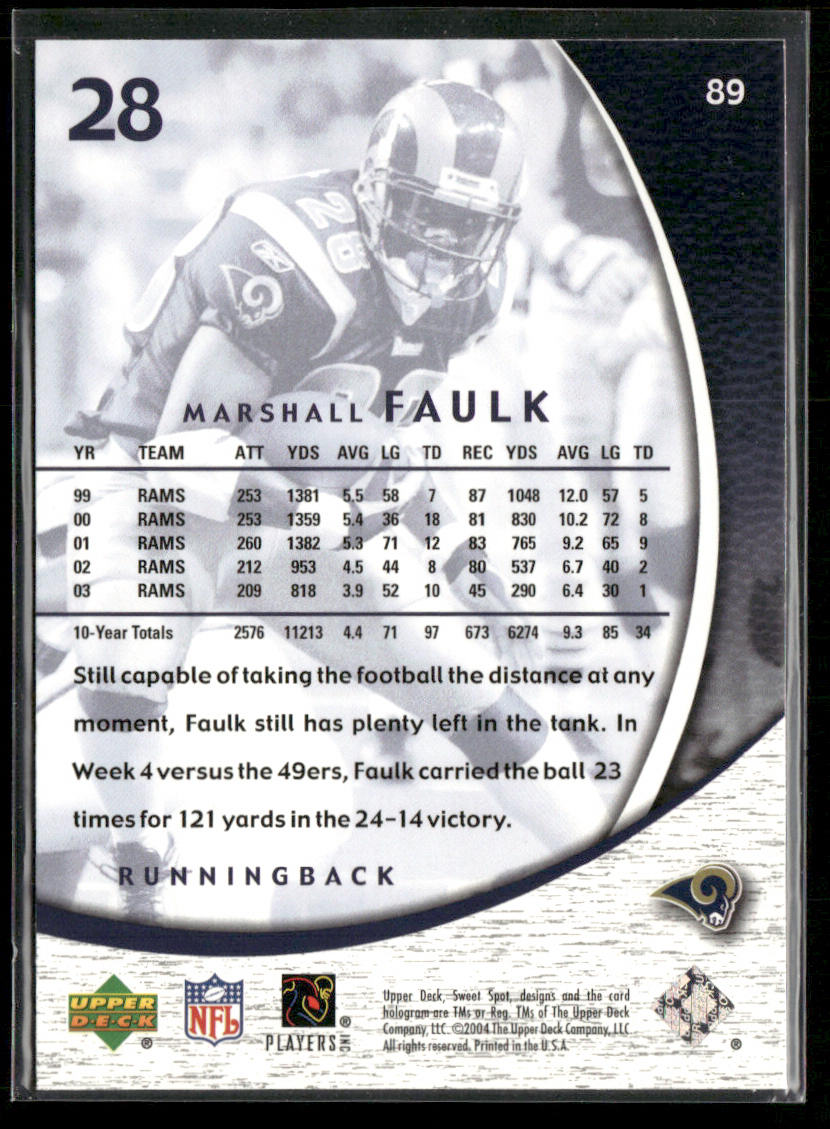 Marshall Faulk 2004 Upper Deck Sweet Spot #89 St. Louis Rams