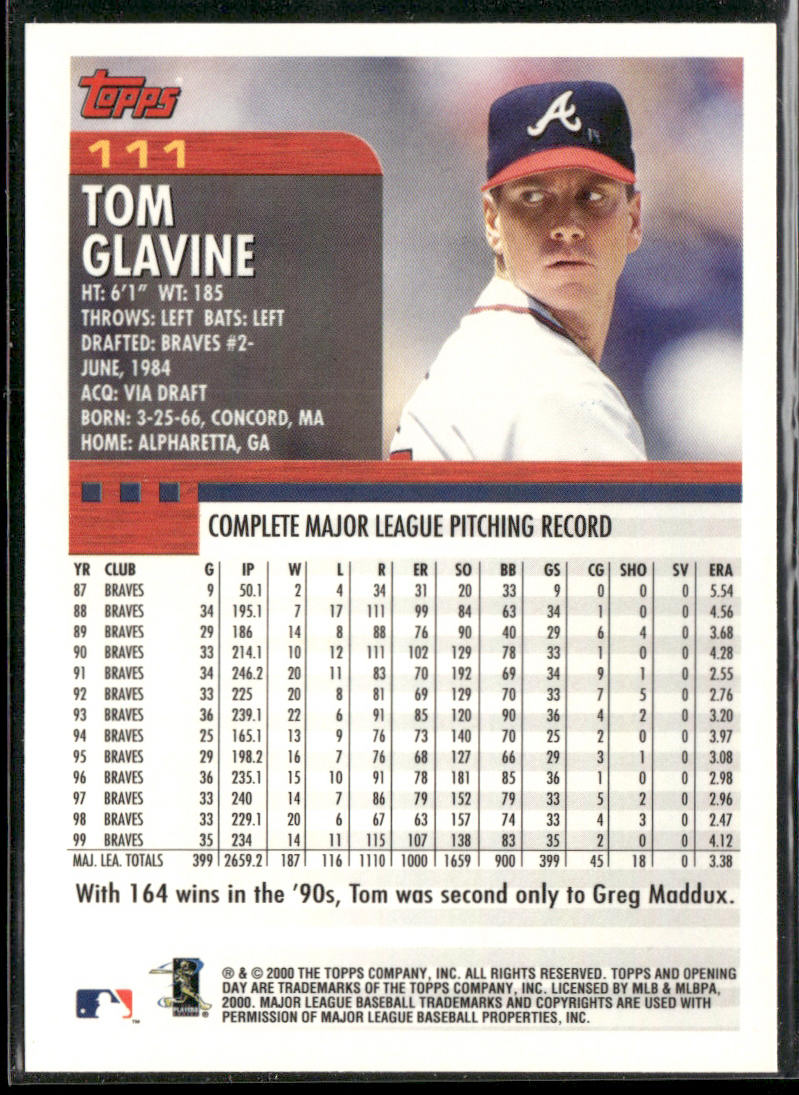 Tom Glavine 2000 Topps Opening Day #111 Atlanta Braves