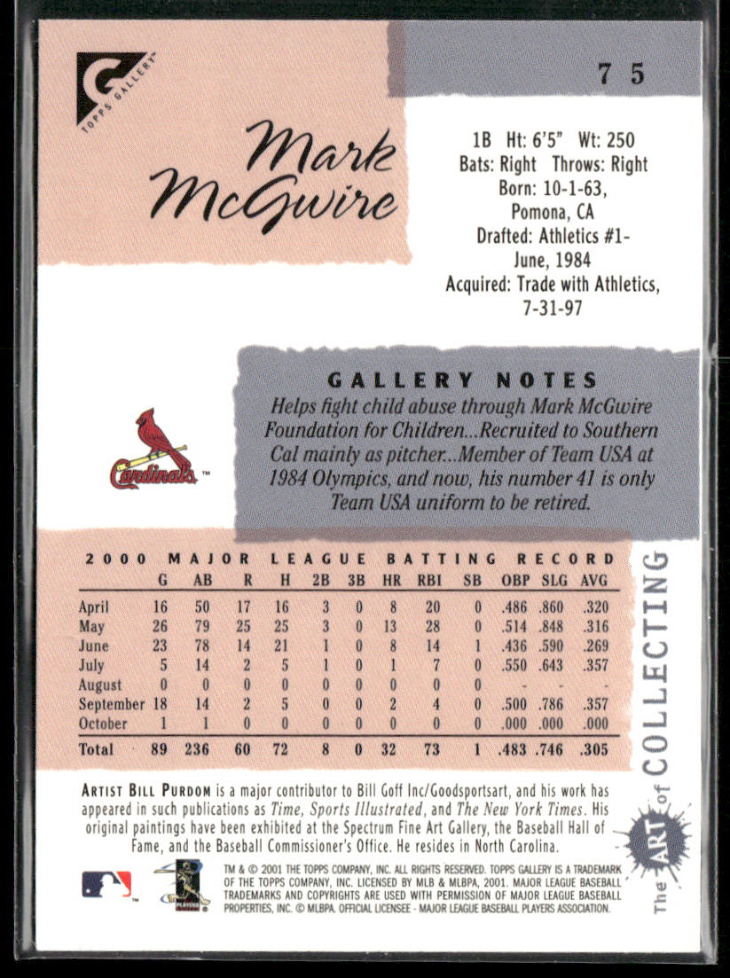 Mark McGwire 2001 Topps Gallery #75 St. Louis Cardinals