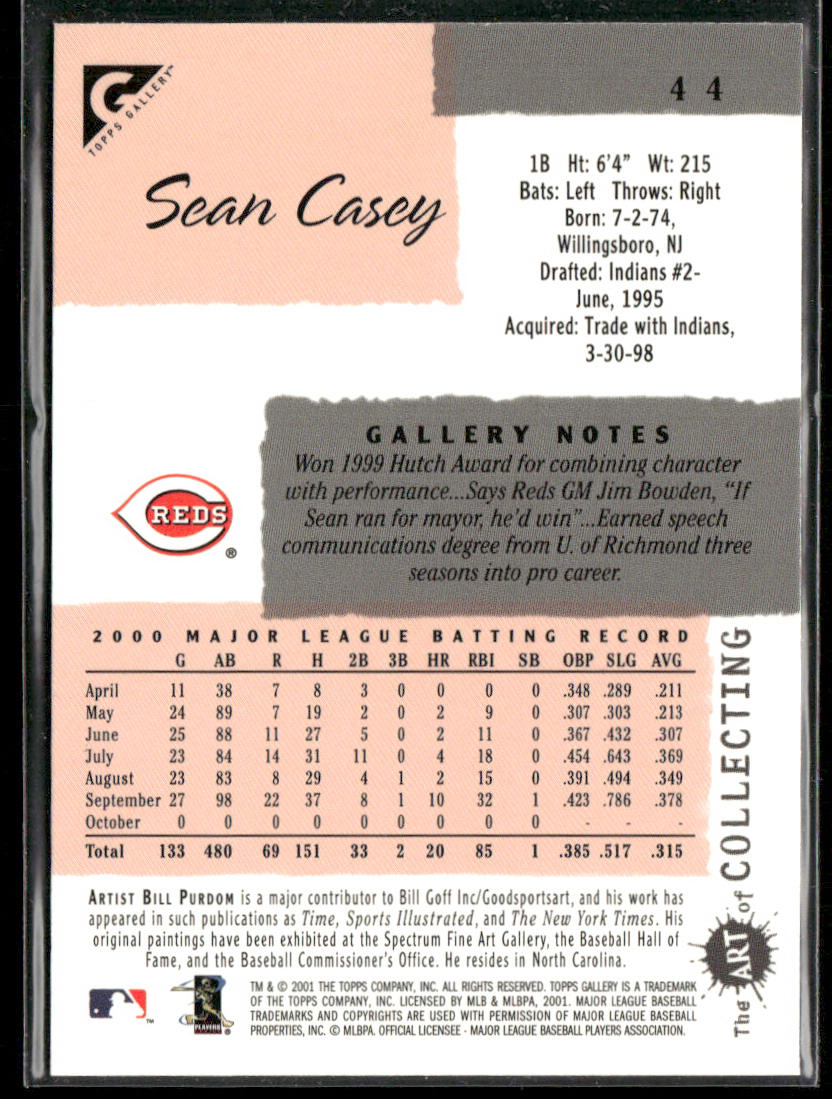 Sean Casey 2001 Topps Gallery #44 Cincinnati Reds