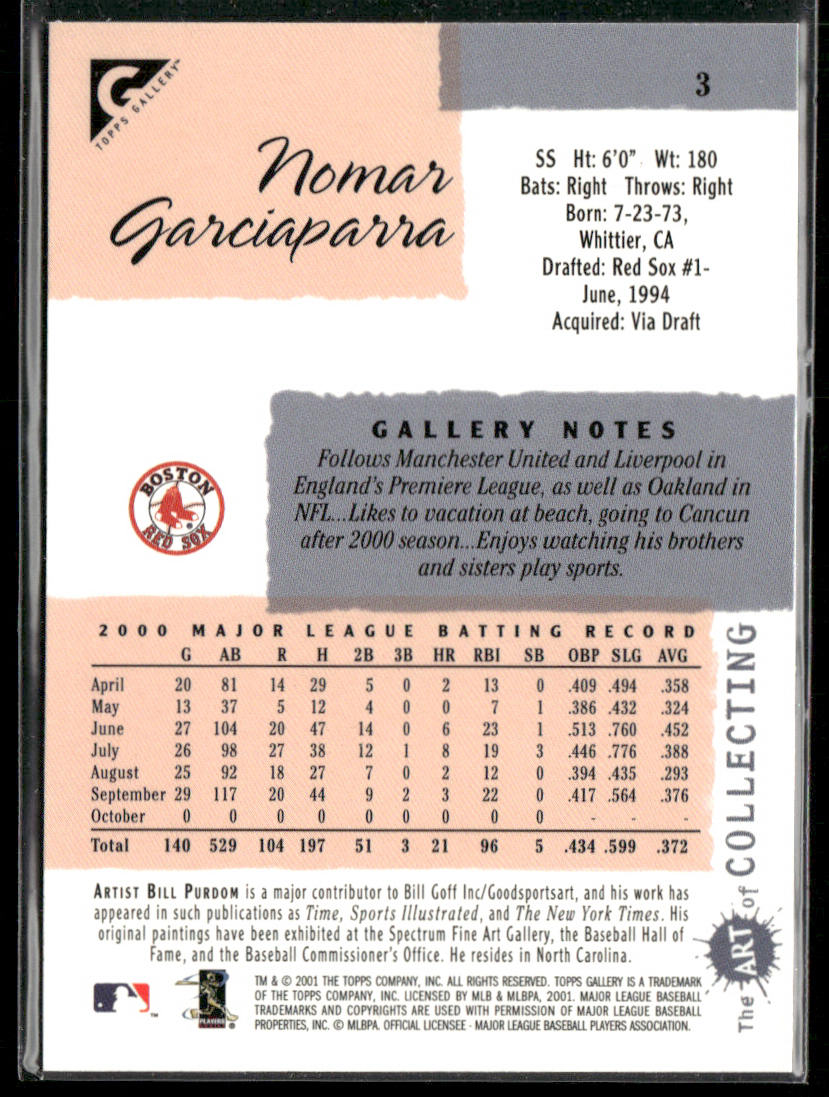 Nomar Garciaparra 2001 Topps Gallery #3 Boston Red Sox