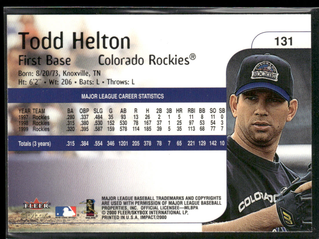 Todd Helton 2000 Fleer Impact #131 Colorado Rockies