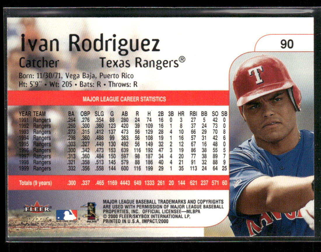 Ivan Rodriguez 2000 Fleer Impact #90 Texas Rangers