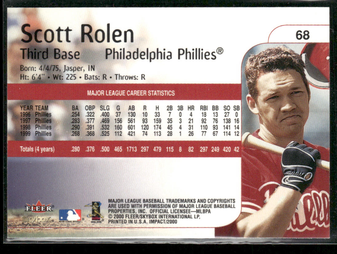 Scott Rolen 2000 Fleer Impact #68 Philadelphia Phillies