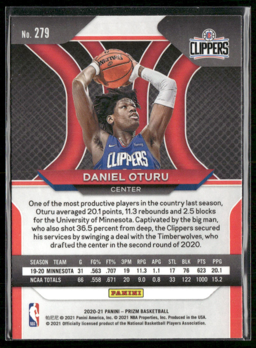 Daniel Oturu 2020-21 Panini Prizm #279 RC Los Angeles Clippers