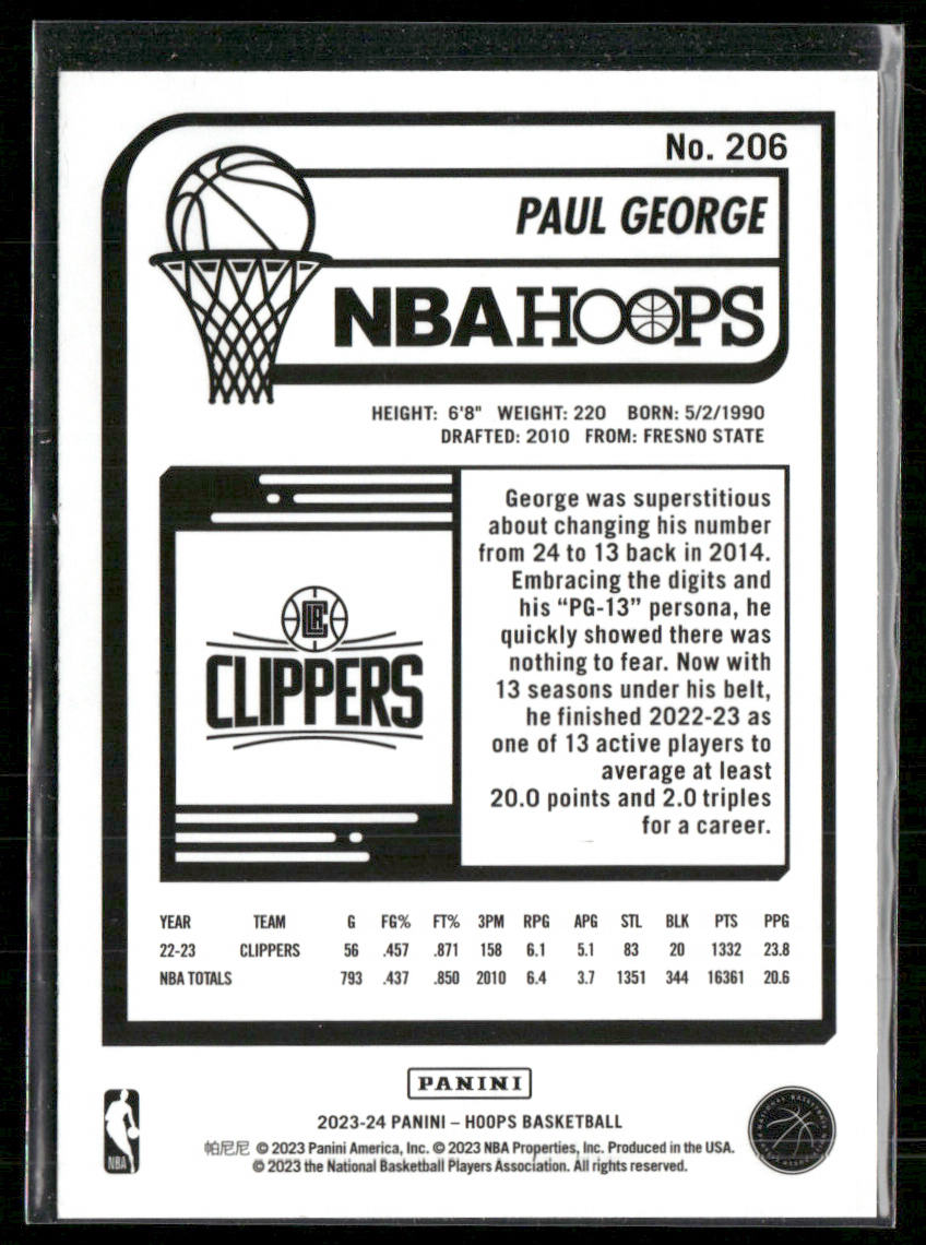 Paul George 2023-24 Hoops #206 Los Angeles Clippers