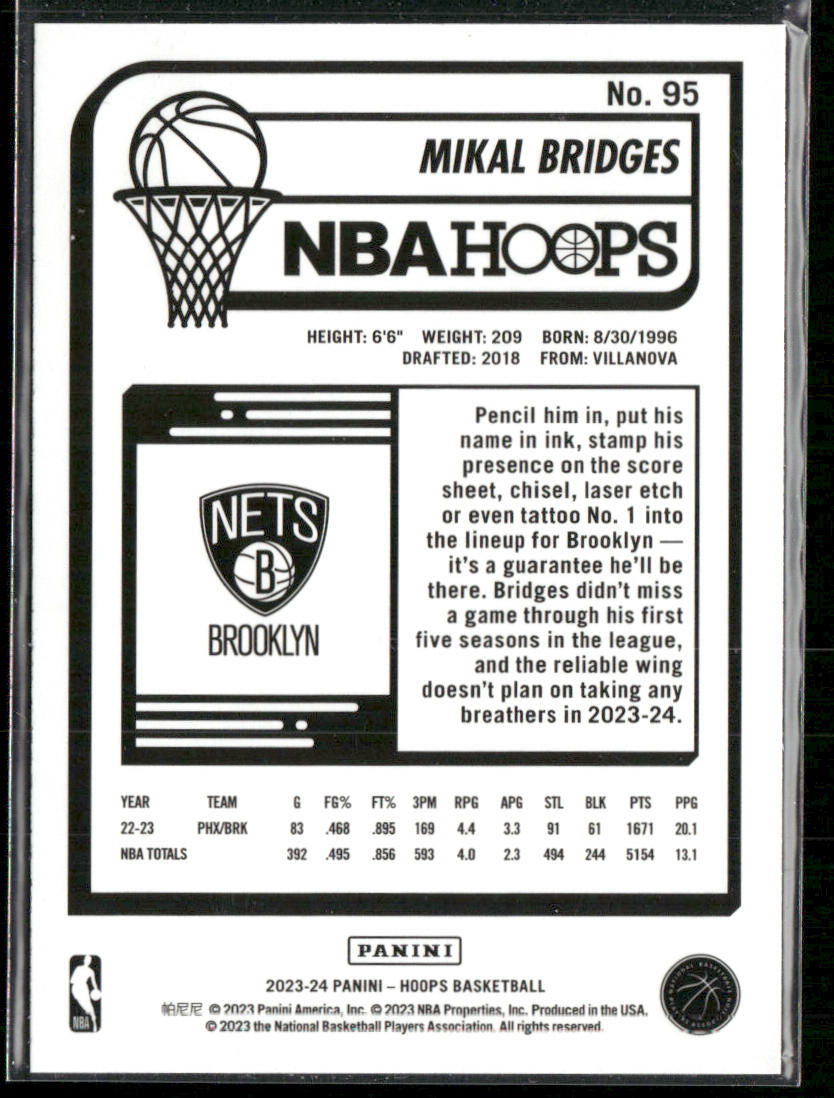 Mikal Bridges 2023-24 Hoops #95 Brooklyn Nets