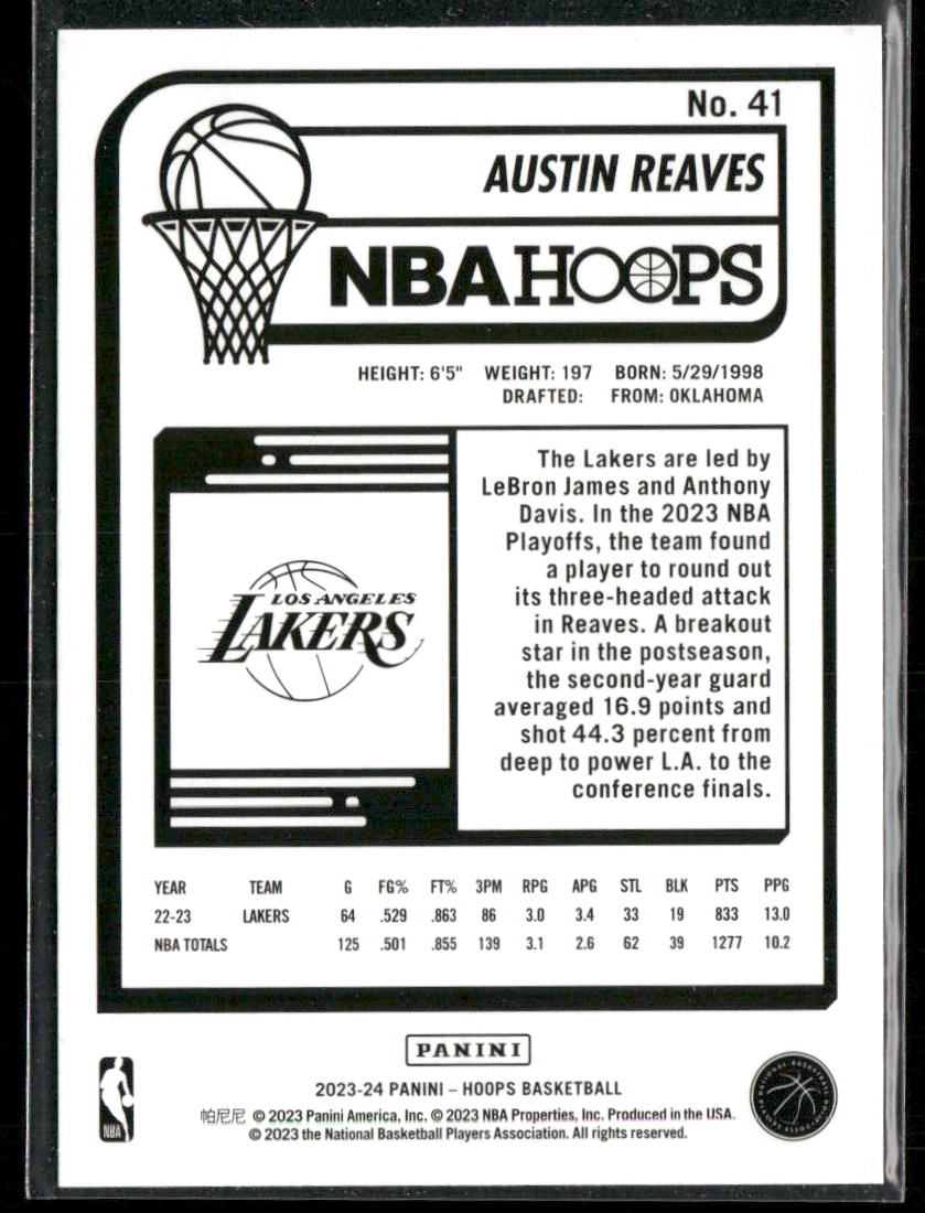 Austin Reaves 2023-24 Hoops #41 Los Angeles Lakers
