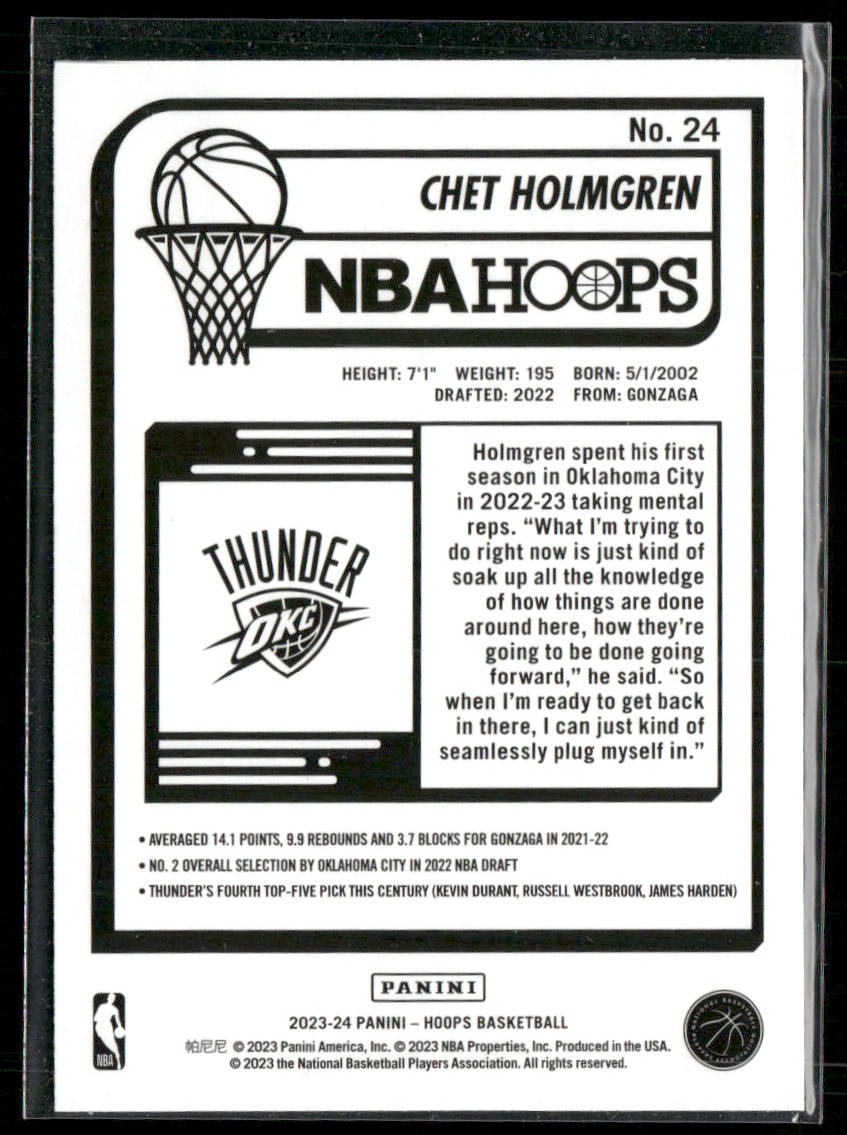 Chet Holmgren 2023-24 Hoops #24 Oklahoma City Thunder