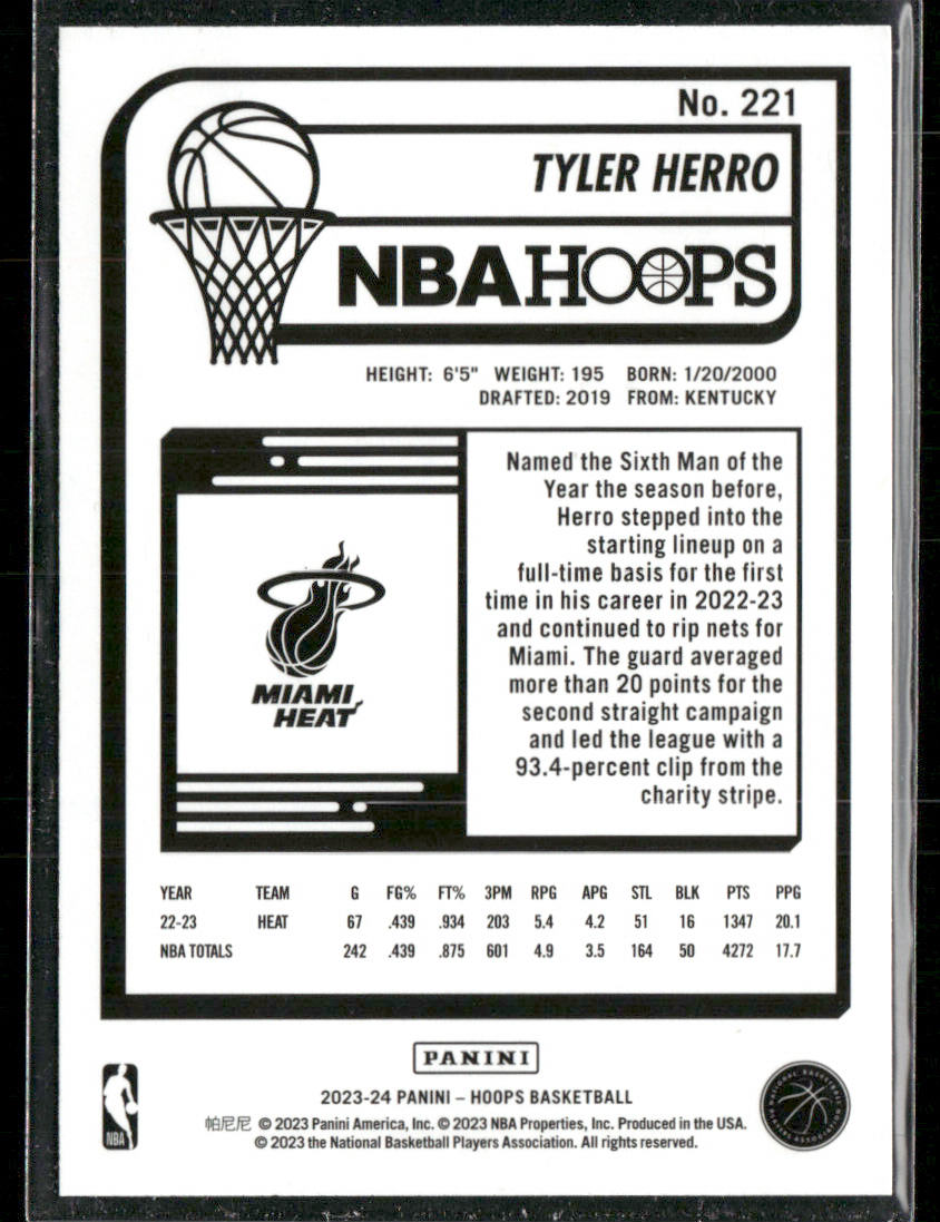 Tyler Herro 2023-24 Hoops #221 Miami Heat