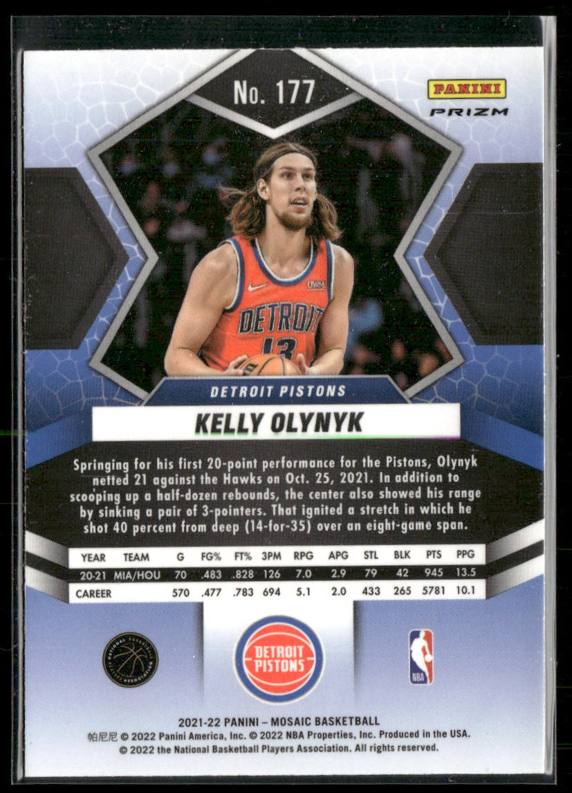 Kelly Olynyk 2021-22 Panini Mosaic Green #177 Detroit Pistons