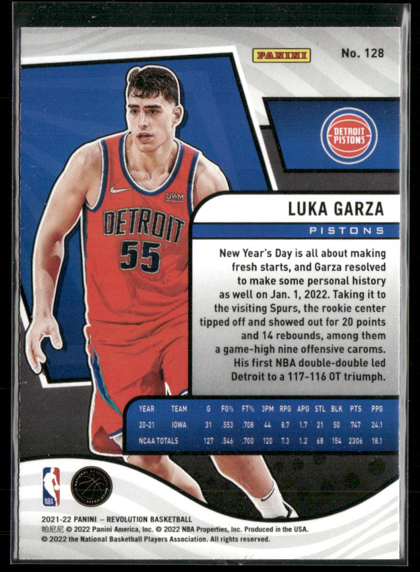 Luka Garza 2021-22 Panini Revolution #128 RC Detroit Pistons