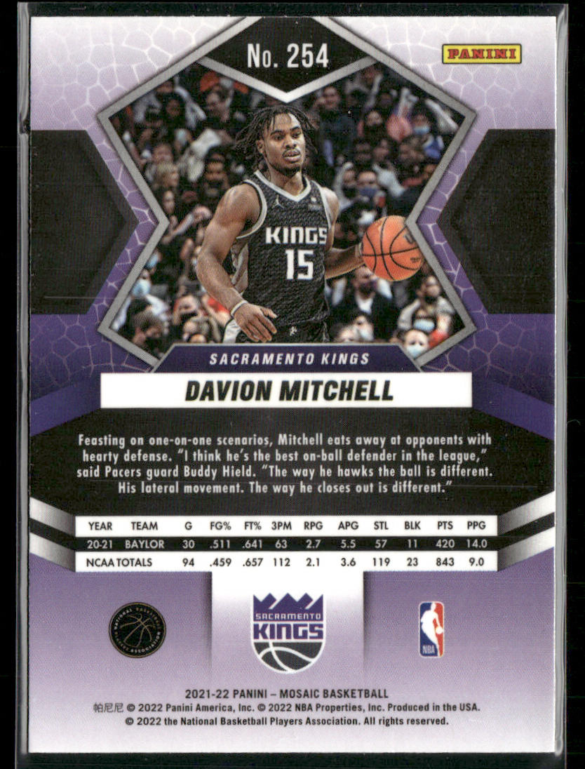Davion Mitchell 2021-22 Panini Mosaic #254 Sacramento Kings