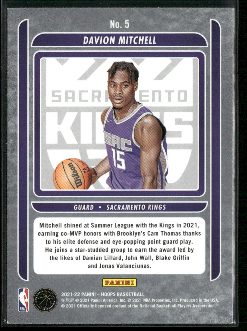 Davion Mitchell 2021-22 Hoops Class of 2021 #5 Sacramento Kings
