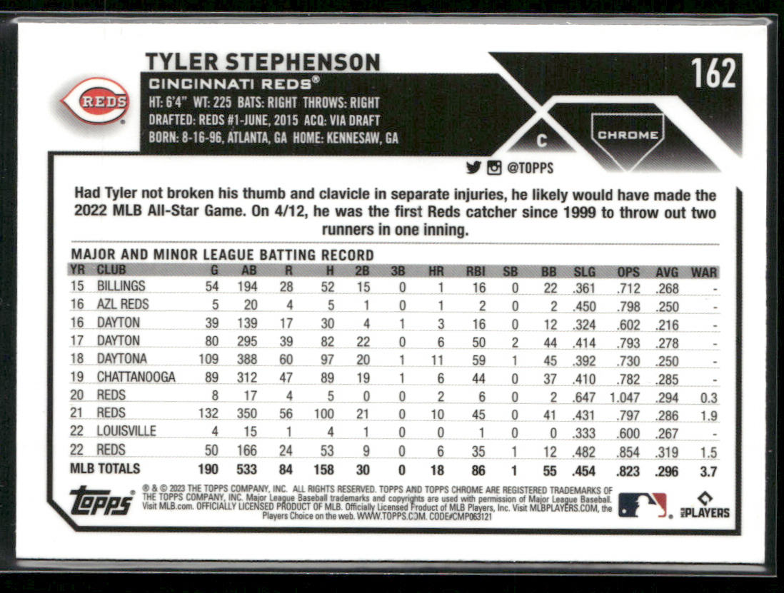 Tyler Stephenson 2023 Topps Chrome Sepia Refractors #162 Cincinnati Reds