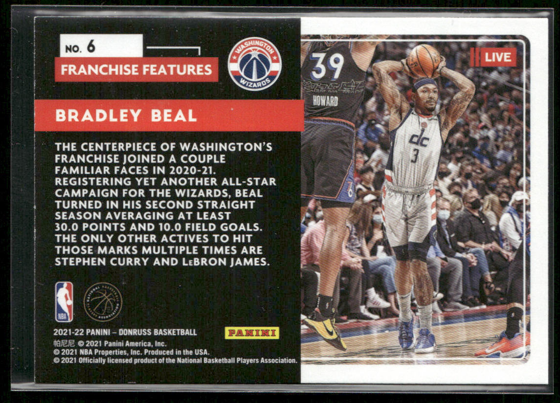 Bradley Beal 2021-22 Donruss Franchise Features #6 Washington Wizards