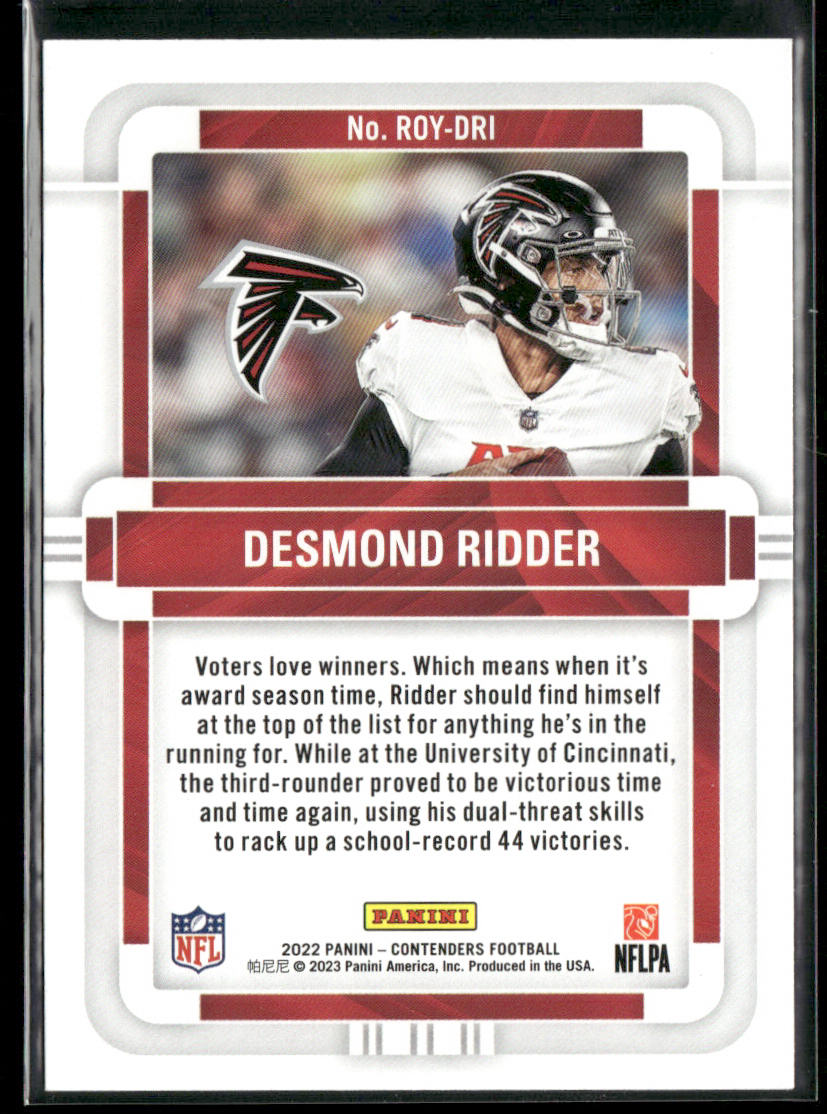 Desmond Ridder 2022 Panini Contenders Rookie of the Year Emerald #ROY-DRI