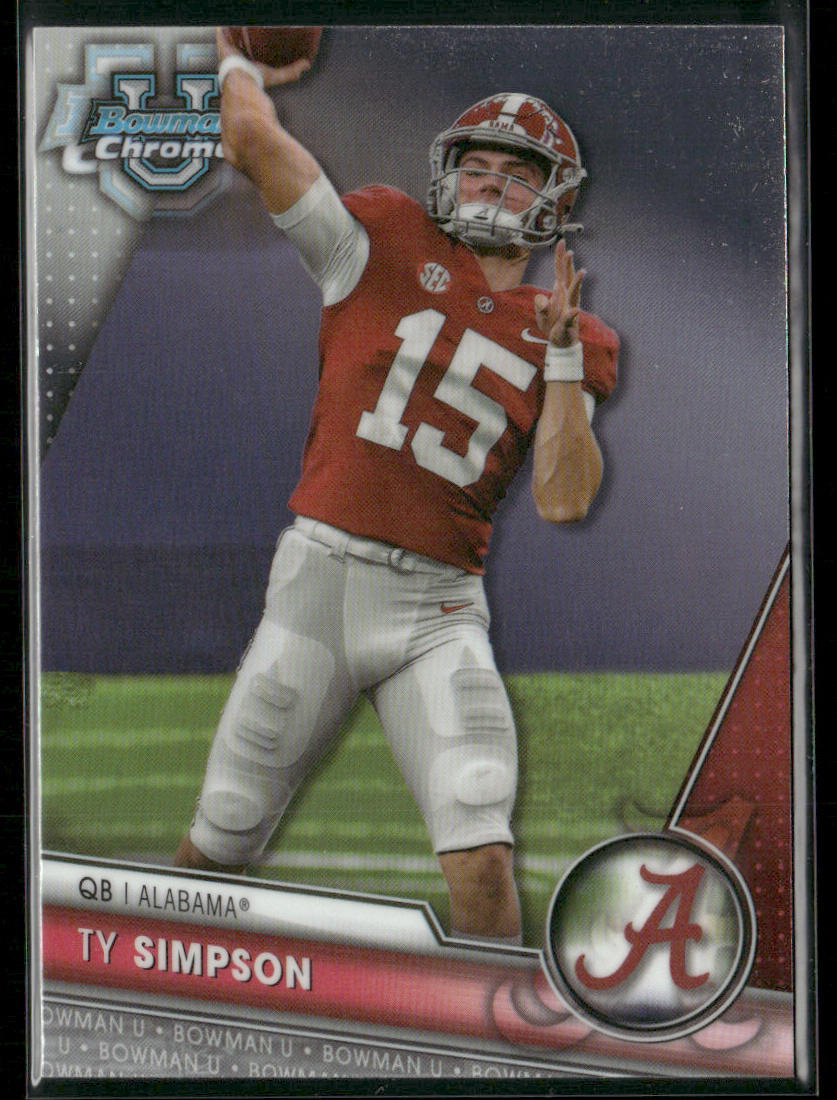 Ty Simpson 2023 Bowman University Chrome #23 Alabama Crimson Tide
