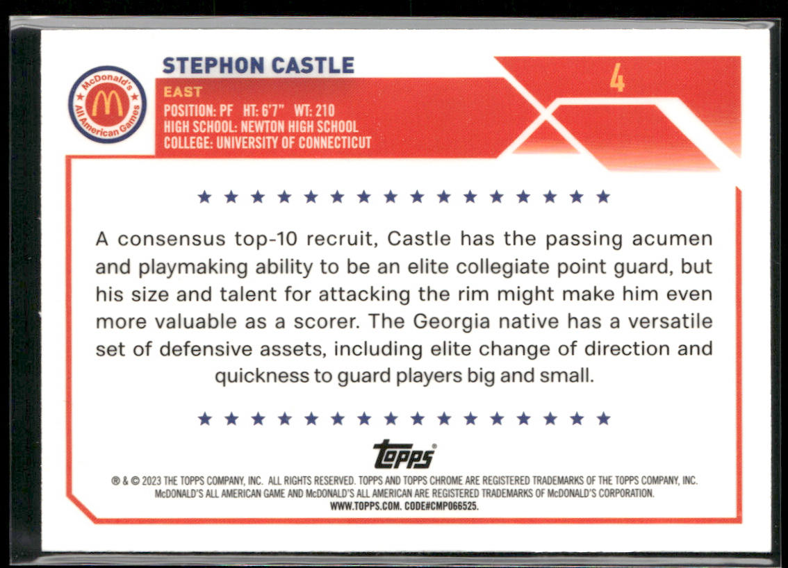 Stephon Castle 2023 Topps Chrome McDonald's All American #4