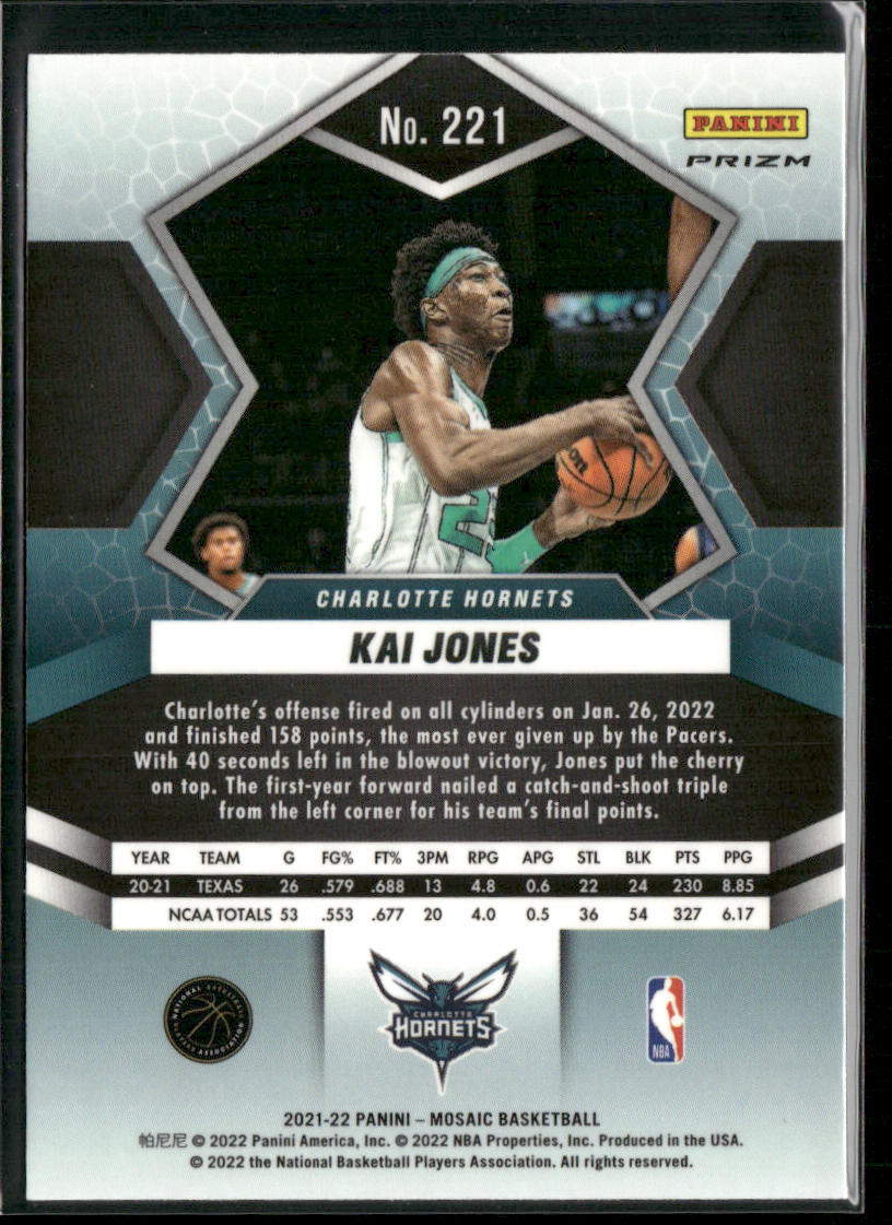 Kai Jones 2021-22 Panini Mosaic Green #221 RC Charlotte Hornets