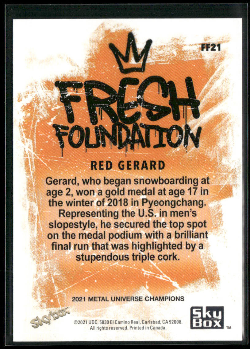 Red Gerard 2021 SkyBox Metal Universe Champions Fresh Foundation Copper #FF21