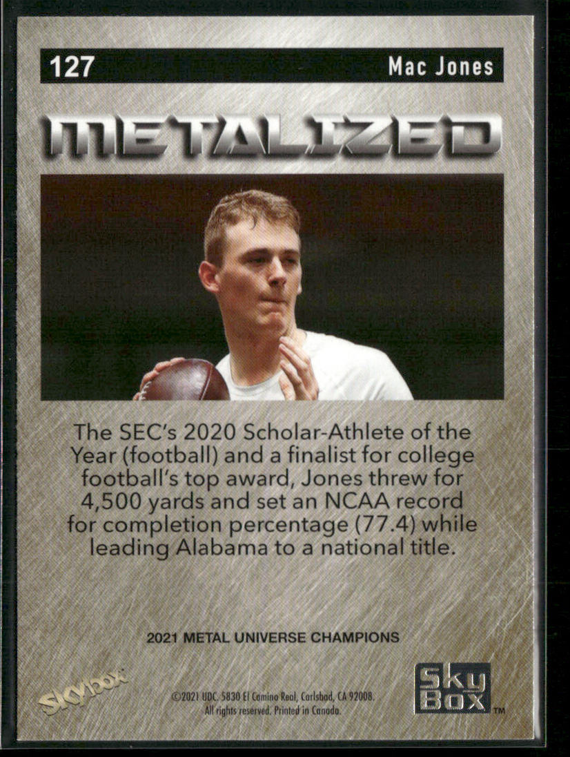 Mac Jones 2021 SkyBox Metal Universe Champions #127