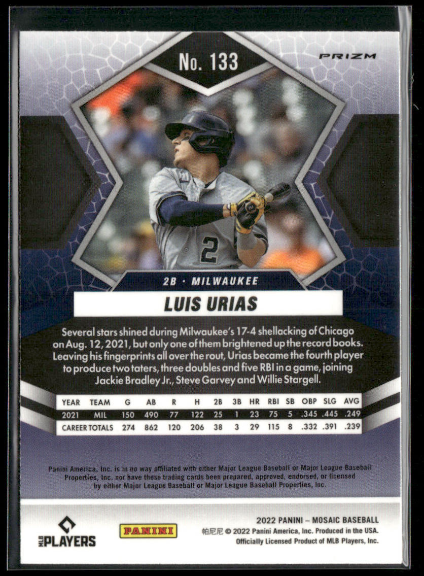 Luis Urias 2022 Panini Mosaic Mosaic #133 Milwaukee Brewers
