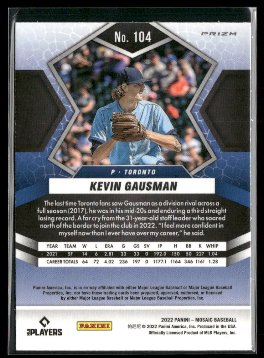 Kevin Gausman 2022 Panini Mosaic Reactive Orange Mosaic #104 Toronto Blue Jays