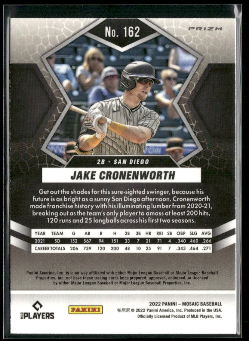 Jake Cronenworth 2022 Panini Mosaic Reactive Orange Mosaic #162 San Diego Padres