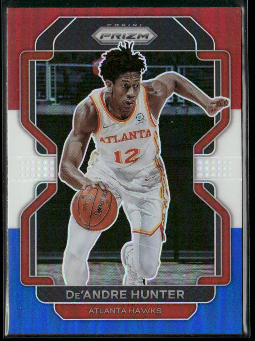 De'Andre Hunter 2021-22 Panini Prizm Red White and Blue #73 Atlanta Hawks