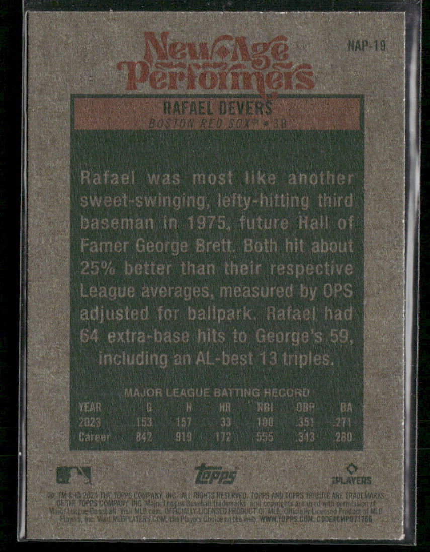 Rafael Devers 2024 Topps Heritage New Age Performers #NAP-19 Boston Red Sox