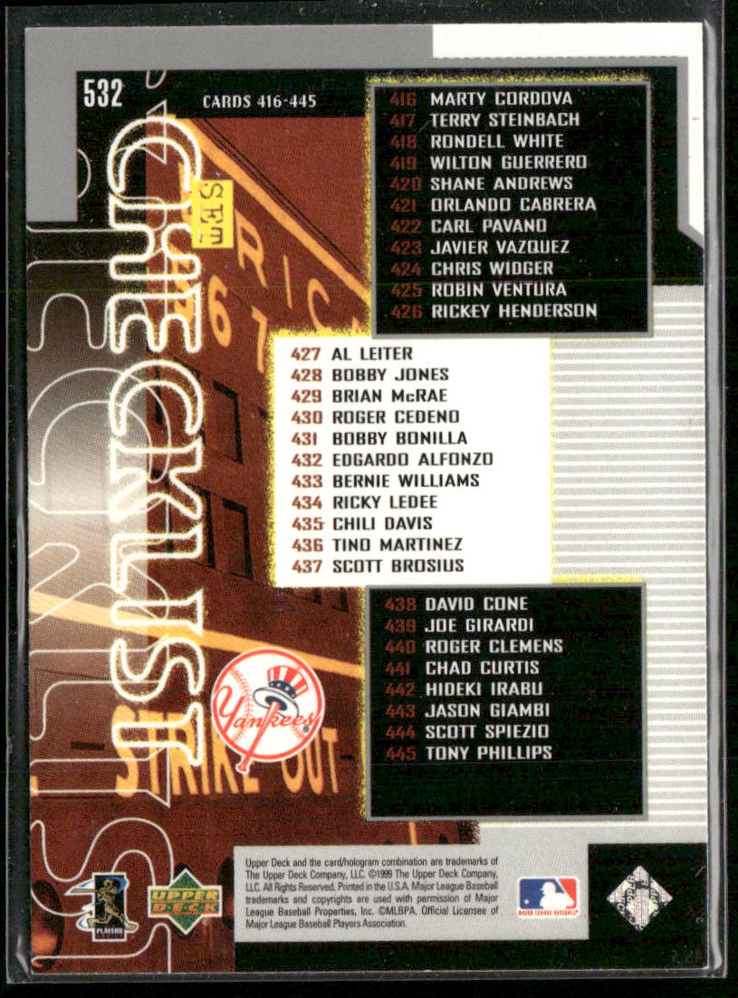 Roger Clemens 1999 Upper Deck #532 New York Yankees