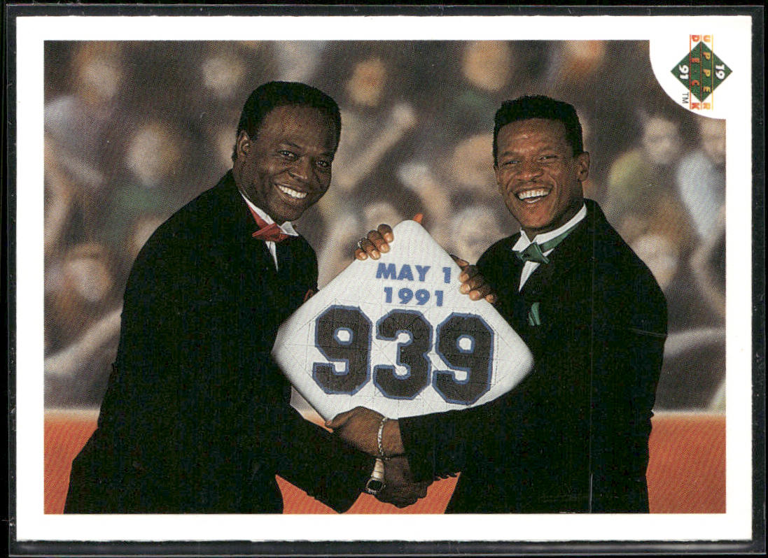 Stolen Base Leaders (Lou Brock / Rickey Henderson) 1991 Upper Deck #636 front