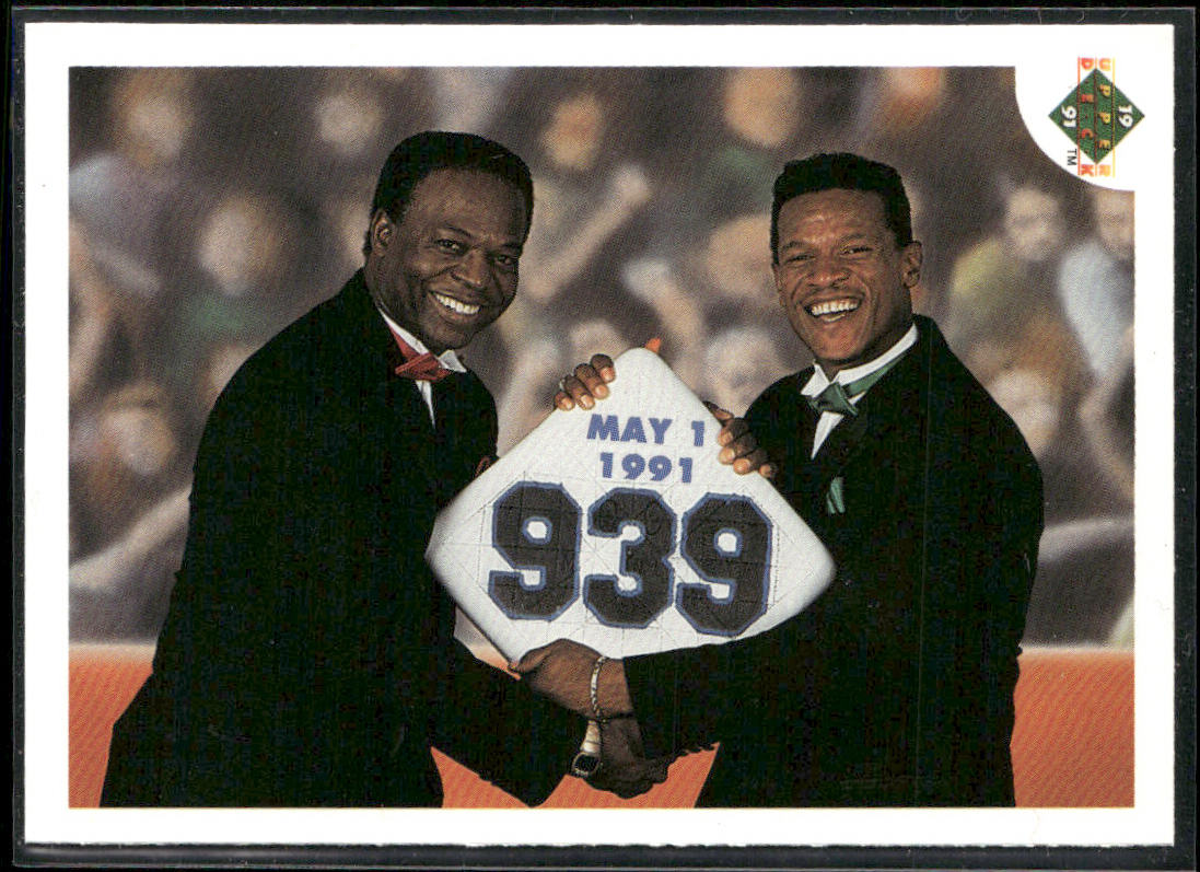 Stolen Base Leaders (Lou Brock / Rickey Henderson) 1991 Upper Deck #636 front