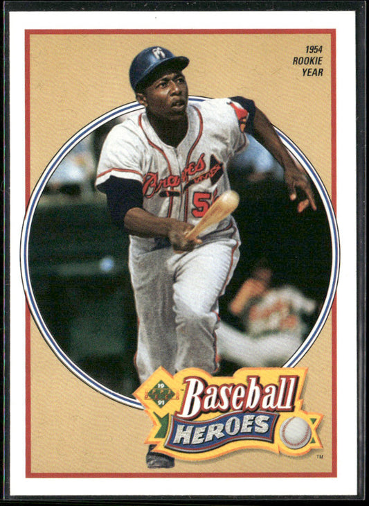 Hank Aaron 1991 Upper Deck Baseball Heroes: Hank Aaron #19 Milwaukee Braves front