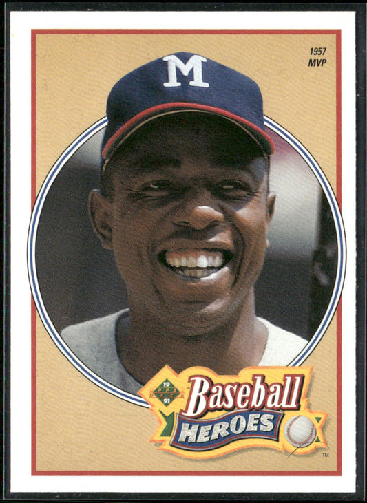 Hank Aaron 1991 Upper Deck Baseball Heroes: Hank Aaron #20 Milwaukee Braves