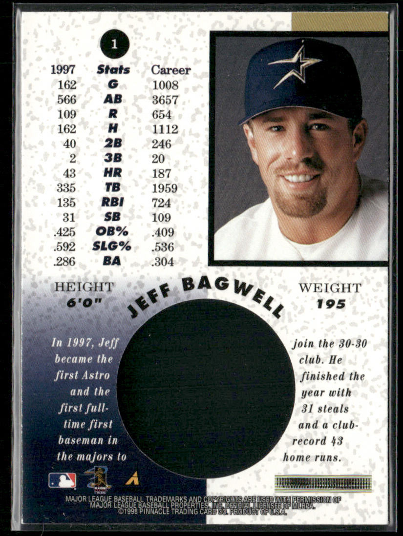 Jeff Bagwell 1998 Pinnacle Mint Collection #1 Houston Astros back