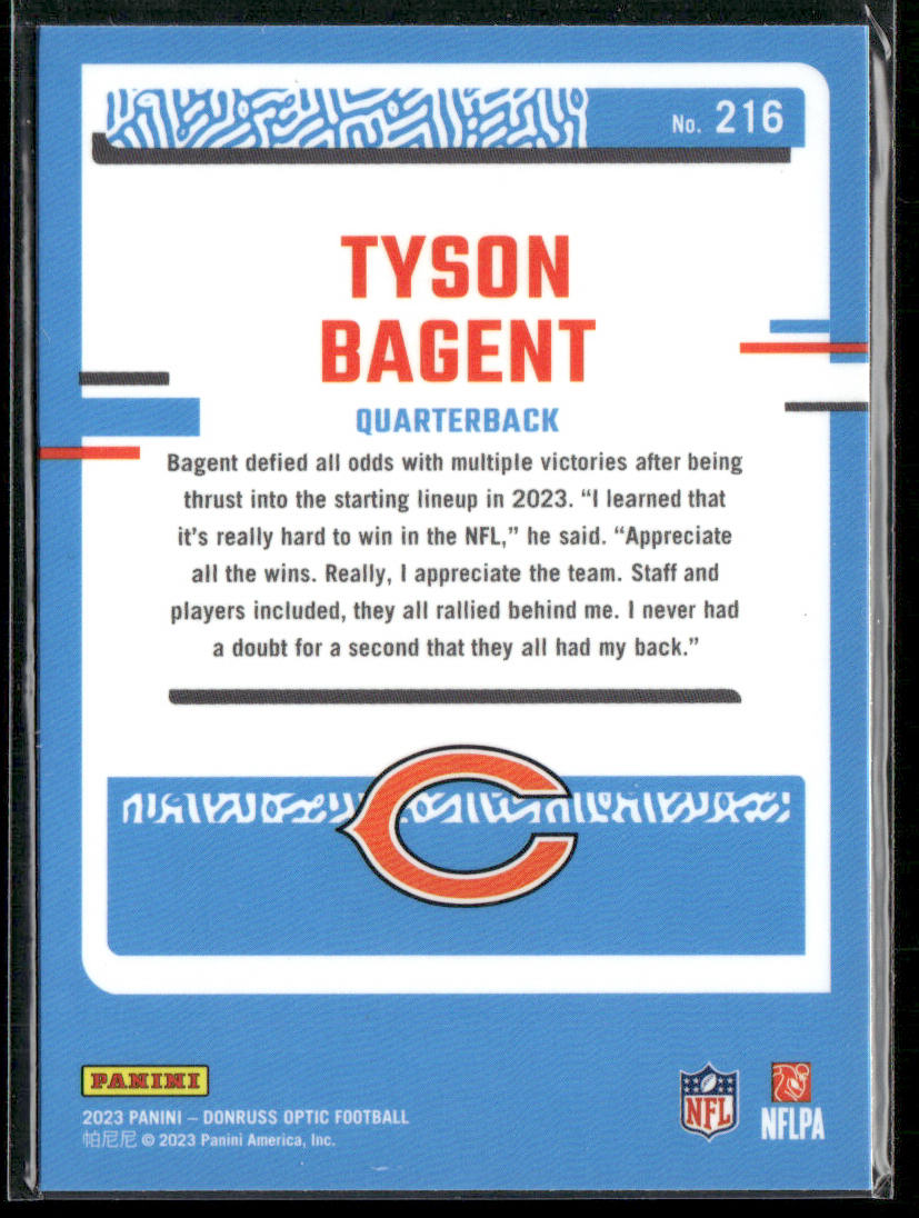Tyson Bagent 2023 Donruss Optic #216 RC Chicago Bears