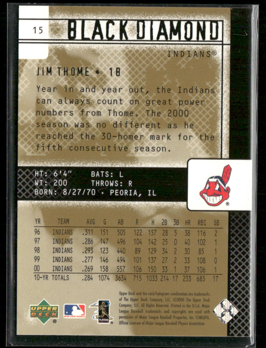 Jim Thome 2000 Upper Deck Black Diamond Rookie Edition #15 Cleveland Indians