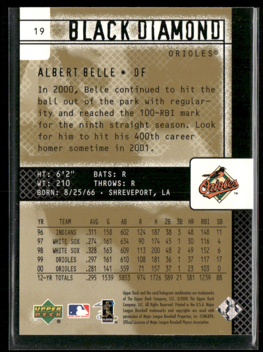 Albert Belle 2000 Upper Deck Black Diamond Rookie Edition #19 Baltimore Orioles