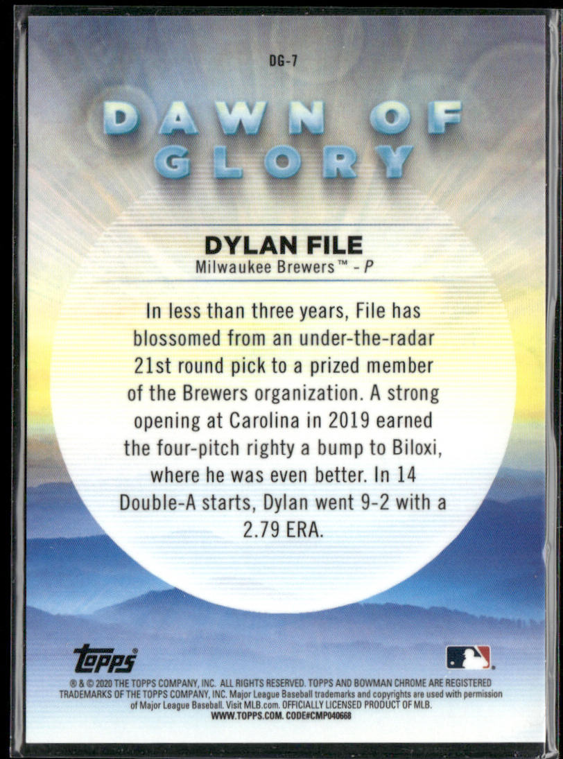 Dylan File 2020 Bowman Chrome Dawn of Glory #DG-7 Milwaukee Brewers